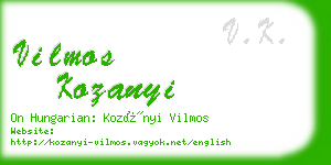 vilmos kozanyi business card